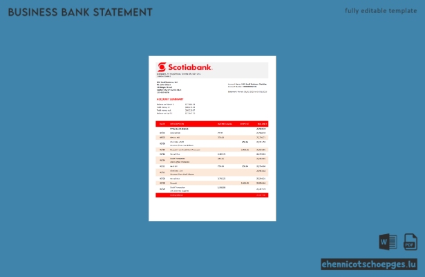 Scotiabank Bankorganisationsdokument – ​​Beispielvorschau in Word und PDF